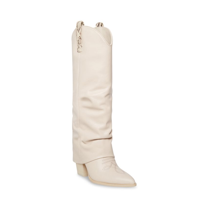 White Steve Madden Lassy Leather Women's Knee-high Boots | PH 8459SUB